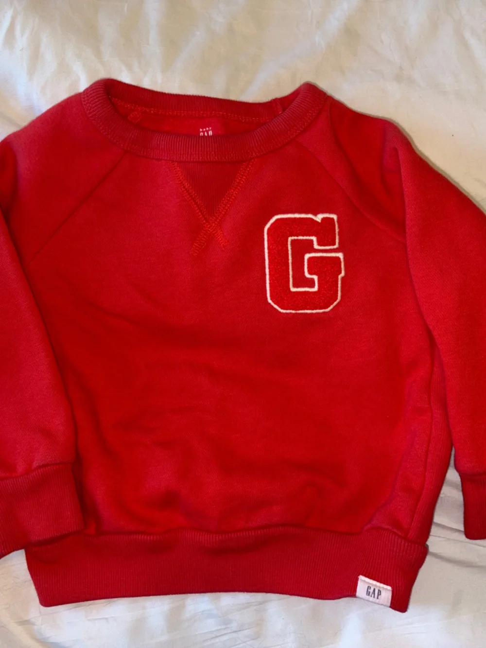 GAP Red Crewneck Sweatshirt with White-Outlined G Patch